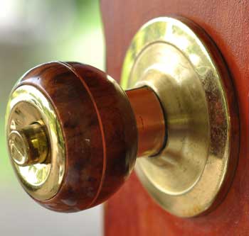 A gold doorknob