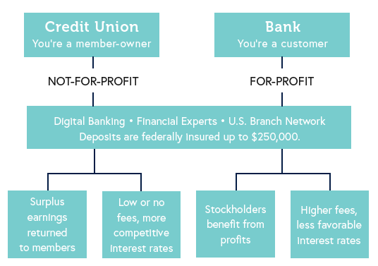 chart illustrating differences between credit unions and banks