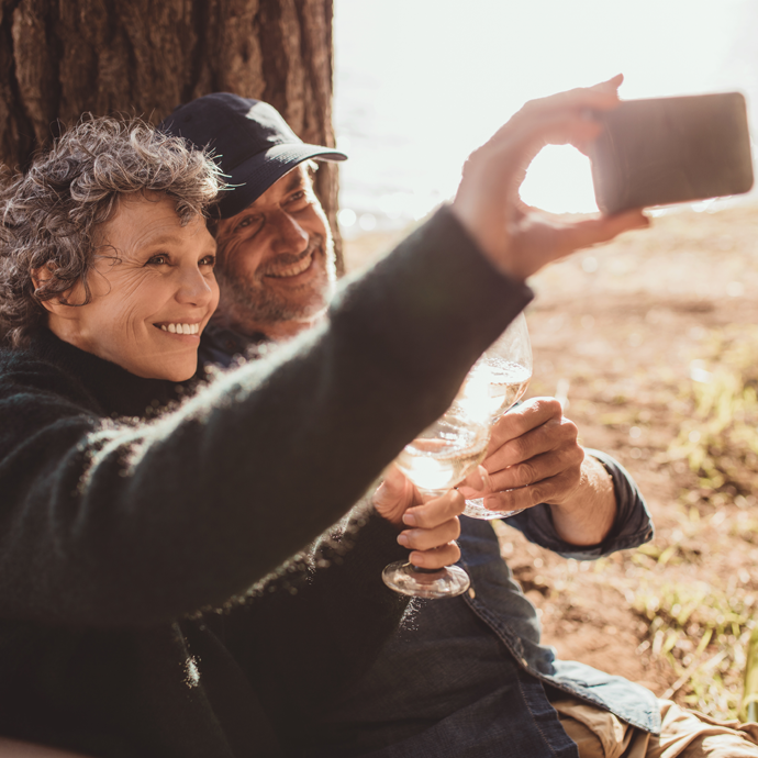 Couple taking picture together