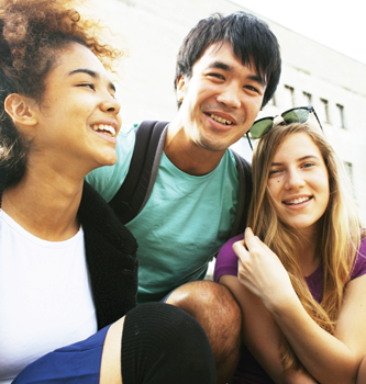 Three students sitting together